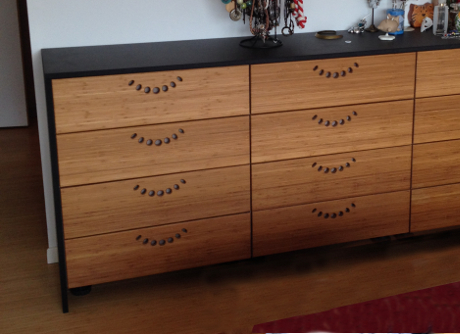 Commode MDF anthracite + Bambou caramel horizontal