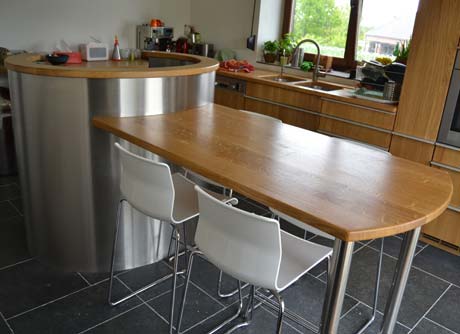 Cuisine Chêne massif + PT chêne + Ilot inox