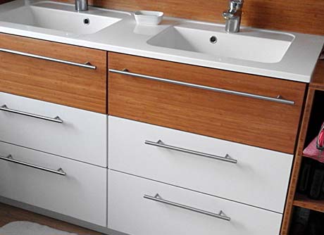 SDB Bambou Caramel + Stratifié Blanc